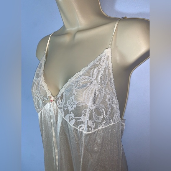 TOSCA OF CALIFORNIA white nylon lace cup babydoll maxi slip nightgown large - Picture 2 of 7